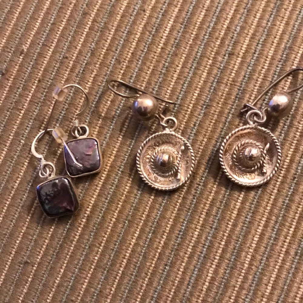 2 pairs Mexico sterling earrings